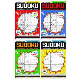 Sudoku - Brain Games For Smart Minds Box Set Of 4 Books : Brain Booster Puzzles for Kids, 480 + Fun Games. Combo of Easy, Hard, Killer, Complex Levels.