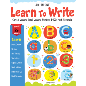 All in one - Learn to write: Capital letters, Small letters, Numbers 1-100, Hindi Varnmala